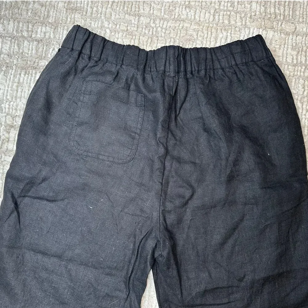 Quince Black Linen Straight Leg Pants
